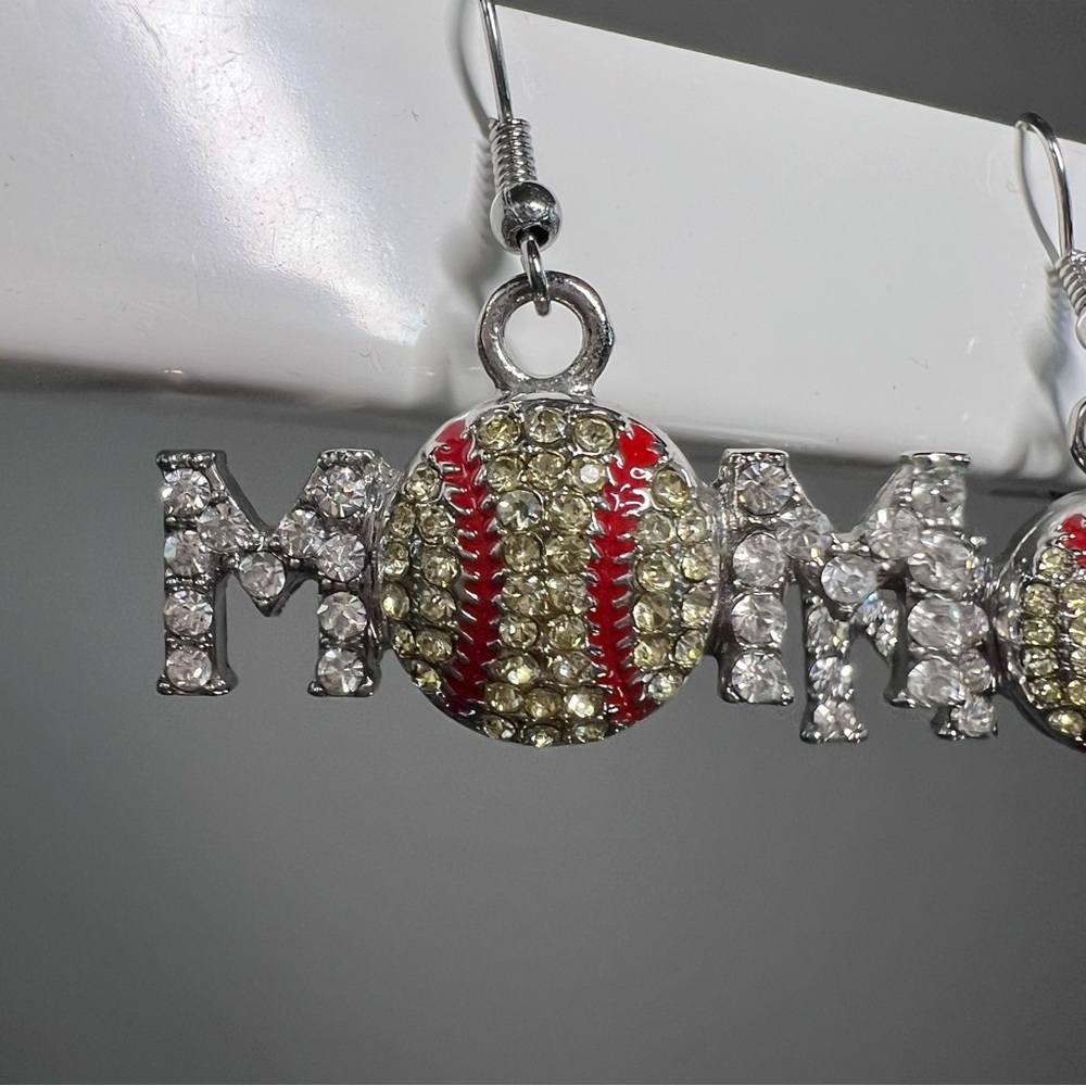 Sparkling softball MOM Rhinestone Earrings - Picture 5 of 5